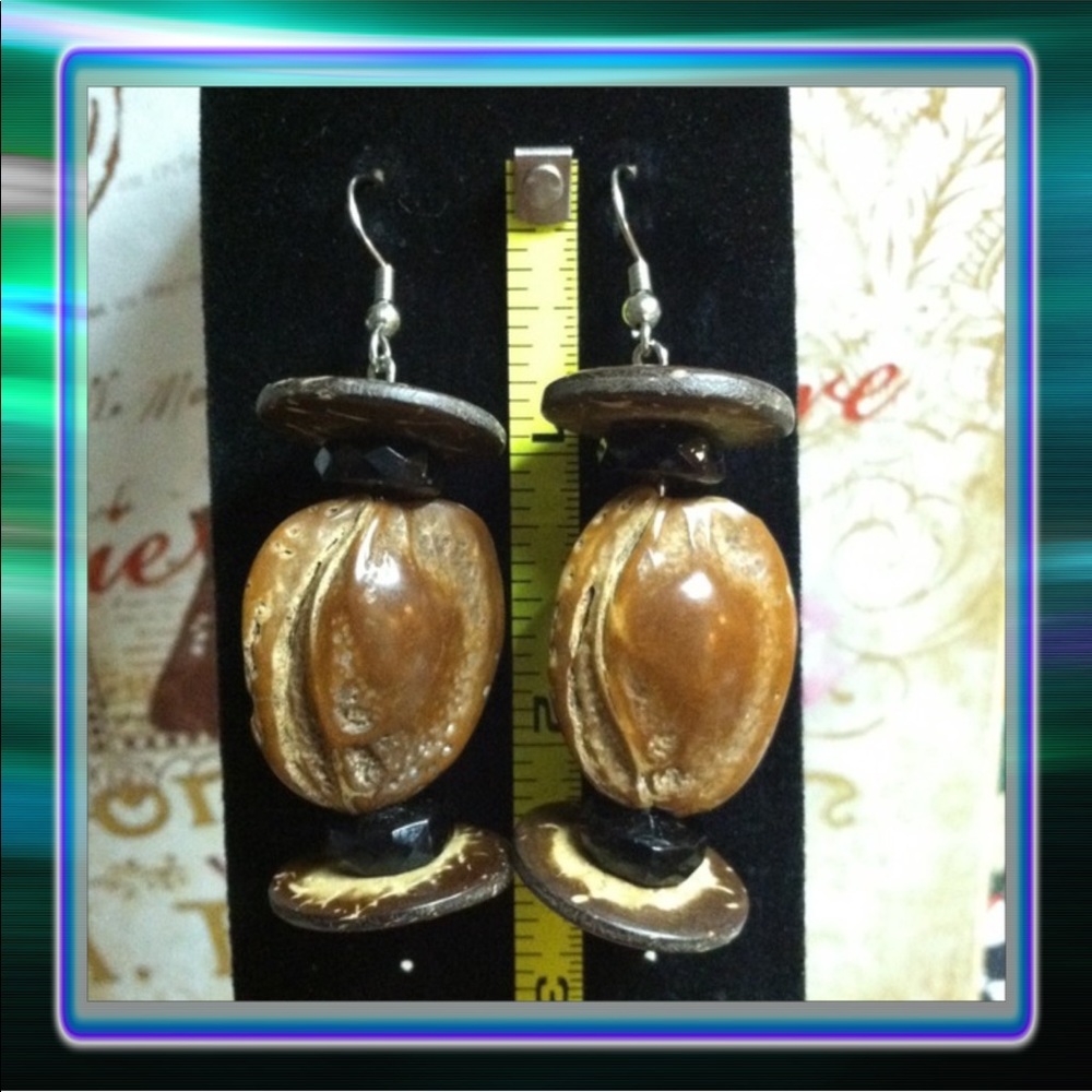 Apricot Pit Hook Earrings